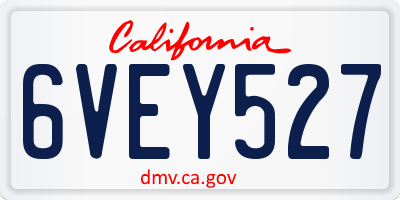 CA license plate 6VEY527