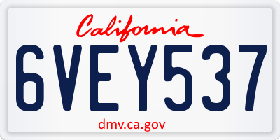 CA license plate 6VEY537