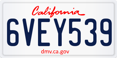 CA license plate 6VEY539