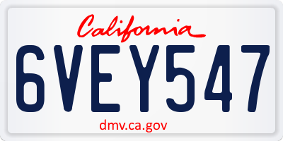 CA license plate 6VEY547