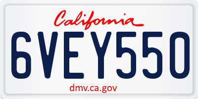 CA license plate 6VEY550