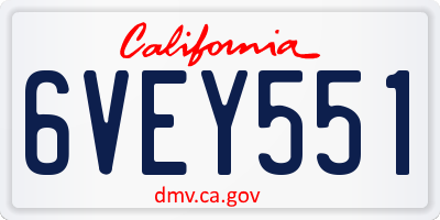 CA license plate 6VEY551