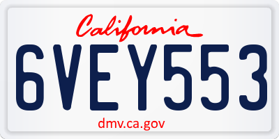 CA license plate 6VEY553