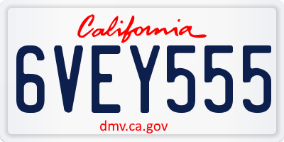 CA license plate 6VEY555