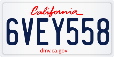 CA license plate 6VEY558