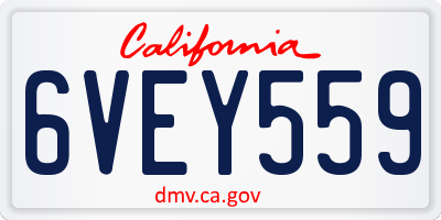 CA license plate 6VEY559