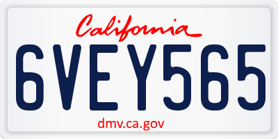 CA license plate 6VEY565
