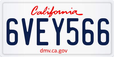 CA license plate 6VEY566