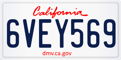 CA license plate 6VEY569