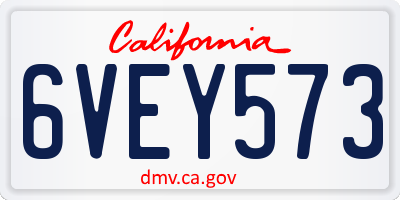 CA license plate 6VEY573