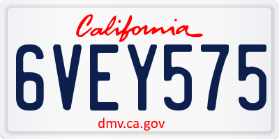 CA license plate 6VEY575