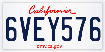 CA license plate 6VEY576