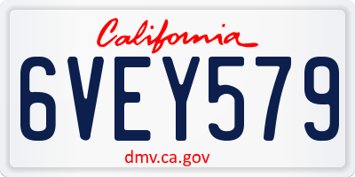 CA license plate 6VEY579