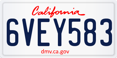 CA license plate 6VEY583
