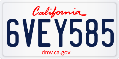 CA license plate 6VEY585