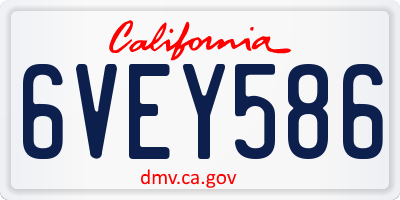 CA license plate 6VEY586