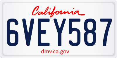 CA license plate 6VEY587