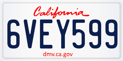 CA license plate 6VEY599
