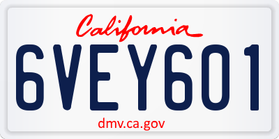 CA license plate 6VEY601