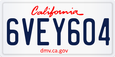 CA license plate 6VEY604