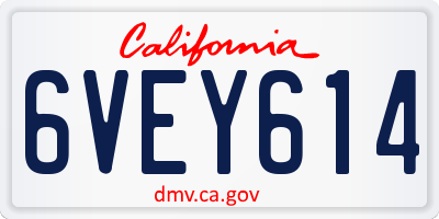 CA license plate 6VEY614