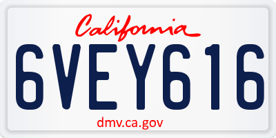 CA license plate 6VEY616
