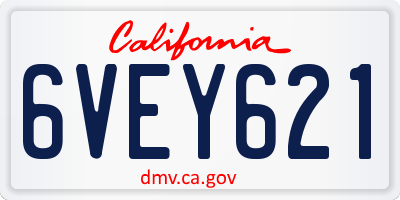 CA license plate 6VEY621