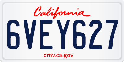 CA license plate 6VEY627