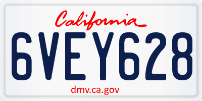 CA license plate 6VEY628