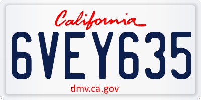 CA license plate 6VEY635