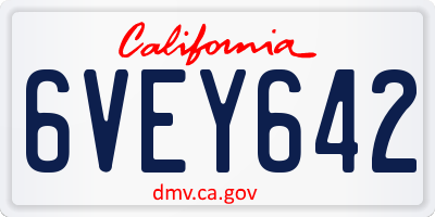 CA license plate 6VEY642