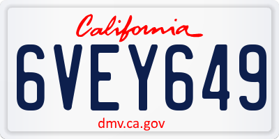 CA license plate 6VEY649