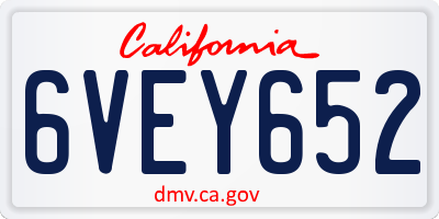CA license plate 6VEY652