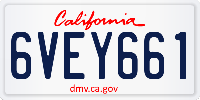 CA license plate 6VEY661