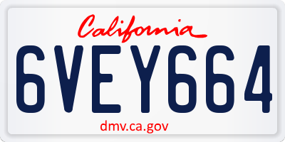 CA license plate 6VEY664