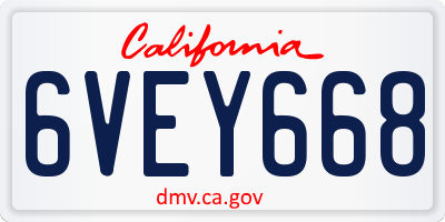 CA license plate 6VEY668