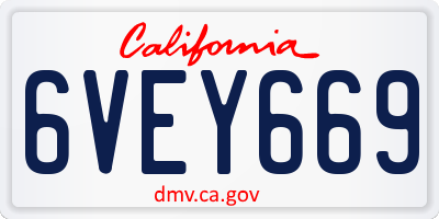 CA license plate 6VEY669