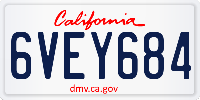 CA license plate 6VEY684