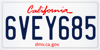 CA license plate 6VEY685