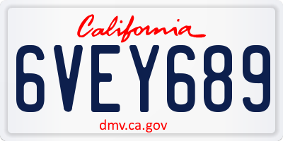 CA license plate 6VEY689