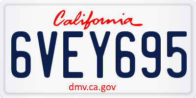 CA license plate 6VEY695
