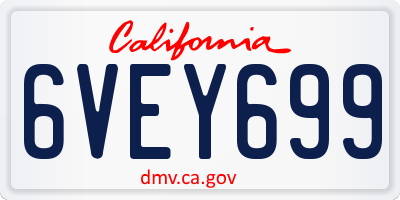 CA license plate 6VEY699