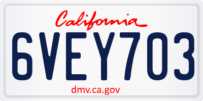 CA license plate 6VEY703