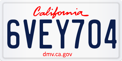 CA license plate 6VEY704