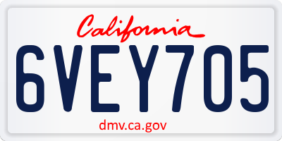 CA license plate 6VEY705