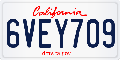 CA license plate 6VEY709