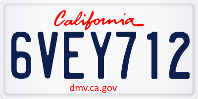 CA license plate 6VEY712