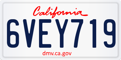 CA license plate 6VEY719
