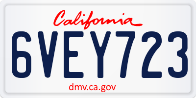 CA license plate 6VEY723