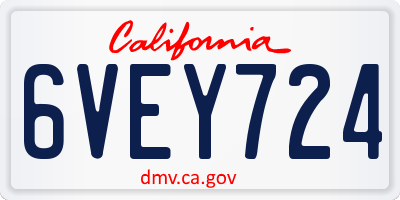 CA license plate 6VEY724